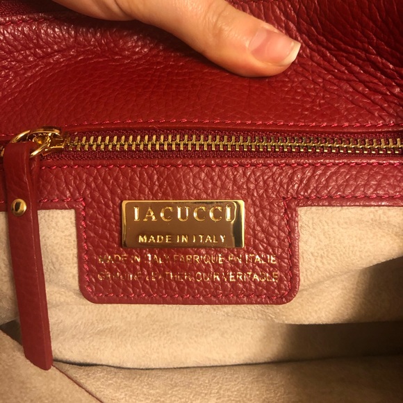 Red leather handbag - Picture 3 of 6